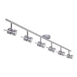 Spotlight bar NATASJA 6-flammer, lang, Dim-To-Warm, justerbar GU10 IP20, st�l b�rstet d�mpbar