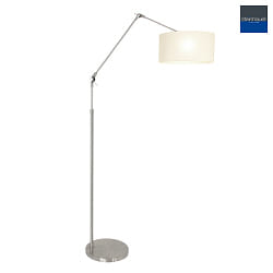 floor lamp PRESTIGE CHIC cylindrical, with switch, with shade, with jointed arm, with plug E27 IP20, steel brushed 
