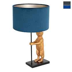 table lamp ANIMAUX - SURICATE up, with switch, with shade, with plug E27 IP20, black matt 