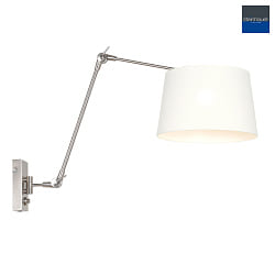 wall luminaire PRESTIGE CHIC with switch, with shade, with jointed arm, with plug, conical E27 IP20, steel brushed dimmable