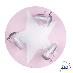 Ceiling luminaire with white star, 3-flames