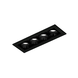 Indbygnings loftlampe LINOO 4.0 4-flammer, firkantet IP20, sort blank, sort mat