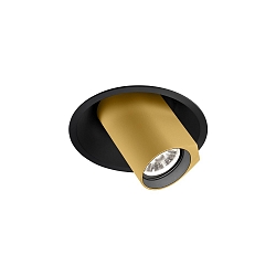Loftlampe BLIEK ROUND 1.0 - LED med bladfjedre, kardanisk drejning, halvt fors�nket IP20, guld, sort mat d�mpbar
