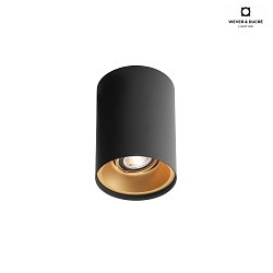 Loftlampe SOLID 1.0 cylindrisk, svingbar, drejelig GU10 IP20, guld, sort dmpbar