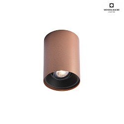 Loftlampe SOLID 1.0 cylindrisk, svingbar, drejelig GU10 IP20, kobber, sort dmpbar