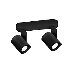 V�g- og Loftlampe SQUBE ON BASE 2-flammer, svingbar, drejelig GU10 IP20, sort d�mpbar