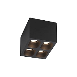 Downlight PIRRO 4.1 4-flammer, firkantet IP20, sort d�mpbar