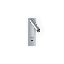 wall recessed luminaire MATCH SEMI RECESSED SNOOZE 1.0 IP20, brushed aluminium dimmable