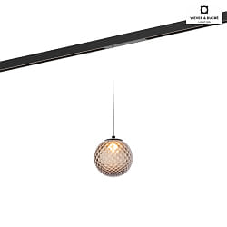 LED Pendant luminaire SOLLI ON TRACK for STREX SYSTEM 48V, 5W 2700K, CRi >90, DALI dimmable, glass, taupe diamond