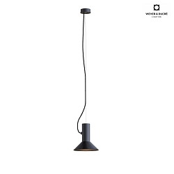 Pendant luminaire ROOMOR 1.0, E27, 250cm, deep black, with shade 1.0