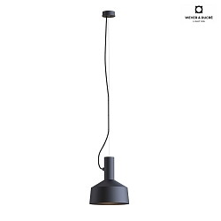 Pendant luminaire ROOMOR 1.0, E27, 250cm, deep black, with shade 2.0
