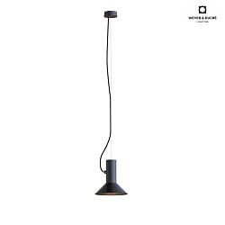 Pendant luminaire ROOMOR 1.0, E27, 600cm, deep black, with shade 1.0
