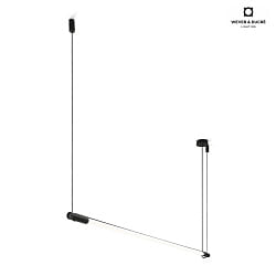 LED Pendant luminaire DARF 1.0 B, length 162.6cm, black, 3000K, standard, with cable switch
