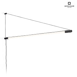 LED Wall luminaire DARF 1.0, length 162.6cm, black, 3000K, standard, with cable switch