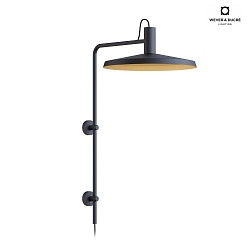 Wall luminaire ROOMOR 4.0 PAR16, GU10, with cable, deep black, with shade 4.0, deep black gold