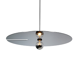 Pendant luminaire MIRRO 3.0, length 250cm / mirror � 75cm, E27 (excl.), black chrome