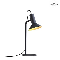 Table lamp ROOMOR 1.0 PAR16, GU10, deep black, with cord switch, with shade 1.0, deep black gold