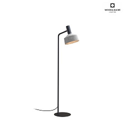 Floor lamp ROOMOR 1.0 PAR16, GU10, deep black, with cord switch, with shade 2.0, felt grey