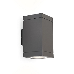 Udend�rs wall luminaire TUBE CARR� 2.0 up / down, 2-flammer GU10 IP65, m�rkegr� d�mpbar