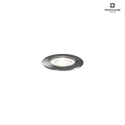 Outdoor LED Recessed spot MAP 0.9, IP67 IK08,  8.5cm, 8W 3000K, dimmable, stainless steel / glass