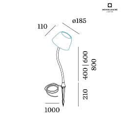 Socket 400 for LED Floor lamp SWAM FLOOR, curved, 40cm, with ground spike