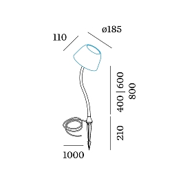 Socket 800 for LED Floor lamp SWAM FLOOR, curved, 80cm, with ground spike