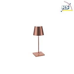 LED Battery Table lamp POLDINA PRO MINI, IP54, 30cm, with touch dimmer, copper
