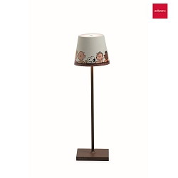 battery table lamp POLDINA PRO PEANUTS GRAPHIC IP65, corten dimmable