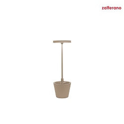 battery table lamp POLDINA REVERSO IP54, sand coloured dimmable