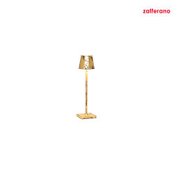 battery table lamp POLDINA MICRO TAVOLO PRO IP65, black, gold leaf dimmable