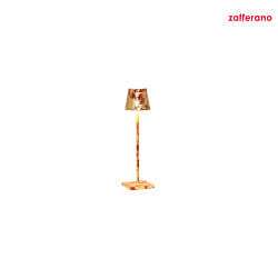 battery table lamp POLDINA MICRO TAVOLO PRO IP65, red, gold leaf dimmable
