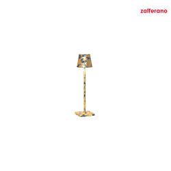 battery table lamp POLDINA MICRO TAVOLO PRO IP65, gold leaf, capri blue dimmable
