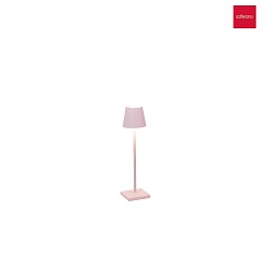 battery table lamp POLDINA MICRO IP65, pink dimmable