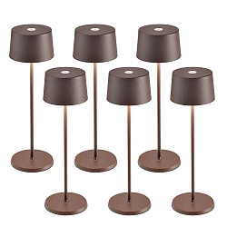Batteri bordlampe OLIVIA TAVOLO PRO s�t med 6 IP65, rust, lakeret d�mpbar