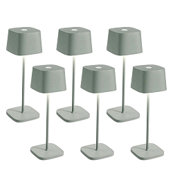 Batteri bordlampe OFELIA TAVOLO PRO s�t med 6 IP65, salviegr�n, lakeret d�mpbar