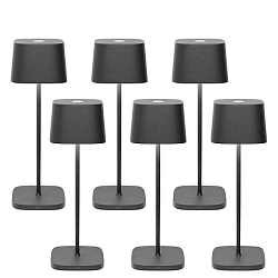 Batteri bordlampe OFELIA TAVOLO PRO s�t med 6 IP65, m�rkegr�, lakeret d�mpbar