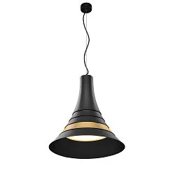 Premium LED Pendant luminaire BATO 45 PD, Ø 45cm, 30W 2500K 1900lm 100°, TRIAC dimmable, black / brushed brass