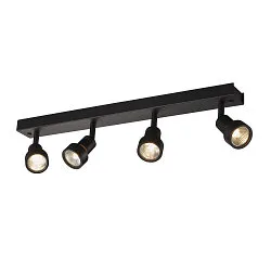 Væg- og Loftlampe PURI CW, Quad, 4x GU10 QPAR51, med dekorative ringe, sort