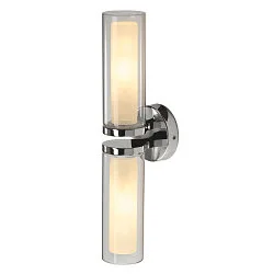 Væglampe WL 106 Lampe til bad/Spejllampe, dobbelt glas, 2xE14, IP44, chrom