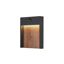 LED Udendørslampe FLATT SENSOR LED Væglampe, 16W, 3000/4000K, 600lm, IP54, antracit/brun
