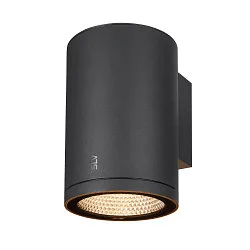 Premium-LED Udendørs Væglampe ENOLA ROUND SINGLE CCT, IP65 IK02, L version, 35W 3000/4000K 3100/3400lm 38°, CRi>90, antracit