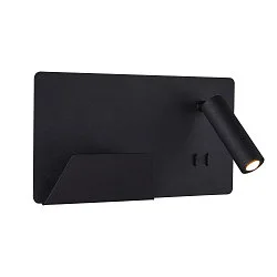 LED Væglampe SOMNILA SPOT Indoor, 13W, 3000K, Spot 65lm,  inkl. USB port, Spot venstre, sort, baggrundslys 370lm