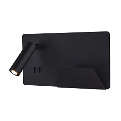 LED Væglampe SOMNILA SPOT Indoor, 13W, 3000K, Spot 65lm,  inkl. USB port, Spot højre, sort, baggrundslys 370lm