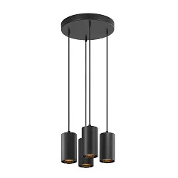 Pendel ASTO TUBE 4-flammer, rund, stiv GU10 IP20, sort dæmpbar