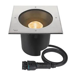 Gulvindbygningslampe DASAR® XL firkantet, svingbar, DALI styrbar, passabel IP65 / IP67, rustfrit stål dæmpbar