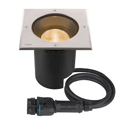 Gulvindbygningslampe DASAR® L firkantet, svingbar, DALI styrbar, passabel IP65 / IP67, rustfrit stål dæmpbar