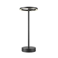Batteri bordlampe VINOLINA ONE med touch-dæmper, ringform, med opladestation IP54, sort dæmpbar