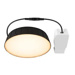 Indbygnings loftlampe DOWNLIGHT V 200 uden ramme, CCT Switch, multipower, kablet gennem IP54 / IP20, sort 
