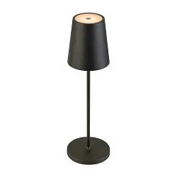 Batteri bordlampe VINOLINA TWO 3-CCT 3-fold, CCT Switch, med touch-dæmper, konisk, med opladestation IP65, sort dæmpbar