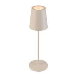 Batteri bordlampe VINOLINA TWO 3-CCT 3-fold, CCT Switch, med touch-dæmper, konisk, med opladestation IP65, sandy dæmpbar
